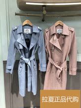 拉夏贝尔双排扣风衣女外套Puella2018秋装新款中长款大衣20012432图片