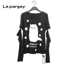 lapargay 萌猫立体绣花小A型T恤 L451011C