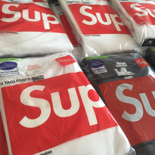 现货supreme hanes打底衫男女情侣款短袖T恤黑白纯色打底TEE单件