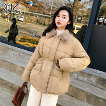 润乙一时尚韩版收腰修身棉服女短款2018冬装新款宽松面包服外套厚图片
