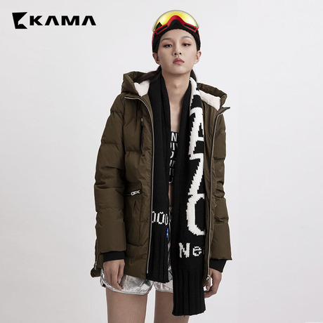 KAMA女装 卡玛秋冬季百搭拉链紧口连帽保暖上衣外套羽绒服7417757商品大图