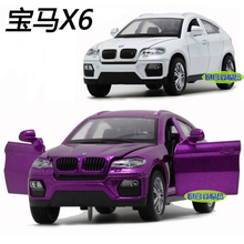 正品限时抢购宝马X6儿童玩具合金模型越野车SUV回力灯亮声响门开
