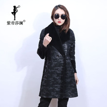 Z帝莎澜女装2018款领版羊剪绒皮草大衣休闲宽松长外套YJR71231T3图片