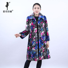 紫帝莎澜女装新款翻领水貂毛走秀款母貂加长款外套JDX-3765TM03图片