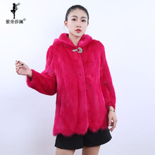 紫帝莎澜女装2018新款帽版水貂毛皮草整貂宽松短款外套SD80802T3图片