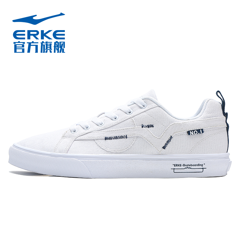 ERKE 2019 Autumn New Breathable Casual Shoes Skate shoe Men's Shoes Low top Small White Shoes Board Shoes Canvas Shoes