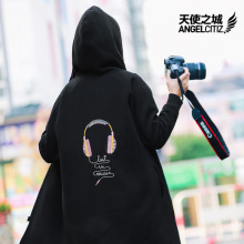 天使之城2017连帽长身绣花拉链开襟卫衣开身卫衣62170410图片