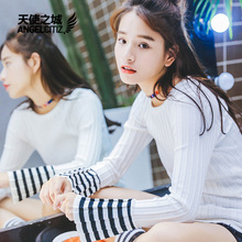 天使之城2018新款百搭修身长袖打底衫套头针织衫62170471图片