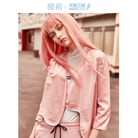 天使之城2018秋季新款时尚短外套帅气飘逸上衣开衫女62180085商品大图