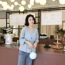 洋气雪纺上衣女显瘦遮肚子T恤 胖妹妹2019秋季新款 女装 南岛风大码