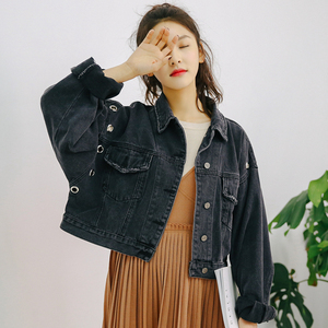 韩版宽松百搭高腰短款学生夹克上衣bf