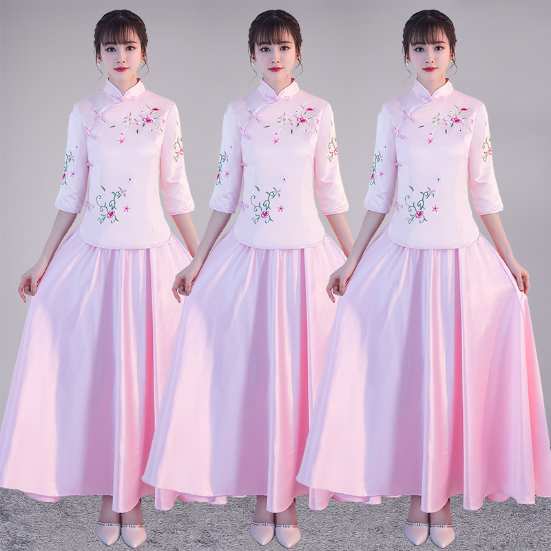 中式伴娘服婚礼2017新款伴娘团姐妹裙中国风