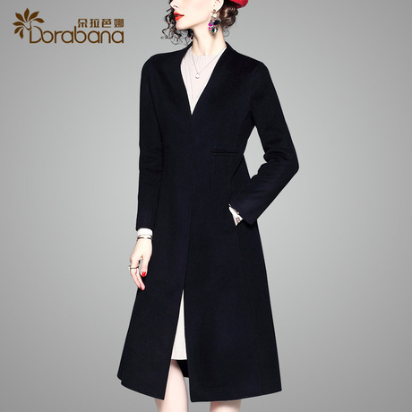 朵拉芭娜2018流行大衣女装时尚修身显瘦中长款双面呢外套女秋冬款商品大图