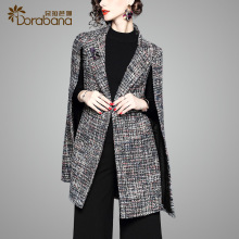 朵拉芭娜大衣女2018冬季新款英伦时尚气质百搭斗篷粗纺毛呢子外套图片