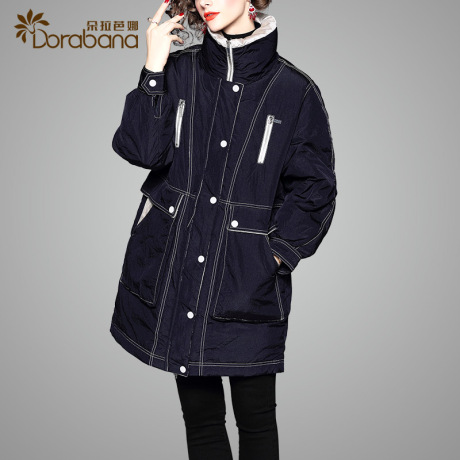 朵拉芭娜羽绒服女2018新款欧洲站女装高领宽松加厚大衣外套欧货潮商品大图
