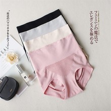 女士中腰收腹内裤硅胶防卷边防滑纯棉裆蜂窝暖宫三角裤产后塑身裤