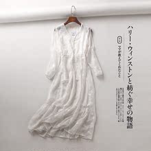 气质 蝴蝶刺绣丝质松紧腰系带蕾丝连衣裙女DKQ803092 飘逸性感