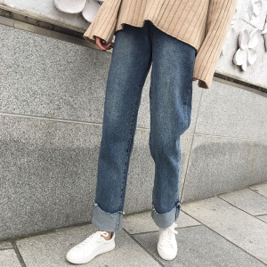 cheeseY学生牛仔阔腿裤