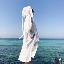 宽松超薄透气bf风衣外套 韩版 流行棉麻防晒衣女中长款 春秋2019新款