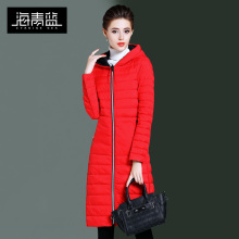 海青蓝冬装女2018新款时尚长袖连帽修身显瘦百搭简约羽绒服06050图片