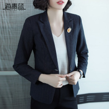 海青蓝外套秋女2018新款时尚修身长袖短款气质小西装上衣潮06827图片
