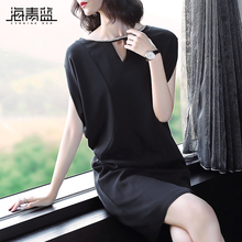 海青蓝2018夏季新款女装时尚高腰修身显瘦气质性感连衣裙潮02409图片
