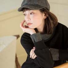 桔熊甜美撞色半高领纯色抓绒卫衣加厚上衣女装秋冬大码AB5808图片