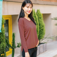 桔熊优惠V领包芯纱毛衣女长袖套头毛针织衫打底衫秋冬大码FA1604图片