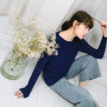 桔熊落肩纯色长袖针织衫套头毛衣打底衫厚女装秋冬大码FA1328图片