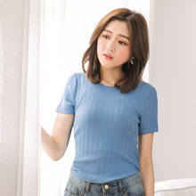 桔熊桔选春夏装套头打底衫女薄款针织衫弹力短袖上衣大码FA1664图片