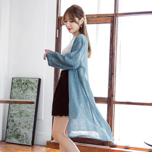 桔熊秋装韩版浪漫碎花雪纺长款开衫薄款外套女大码EA2328图片