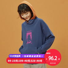 尔给秋装原宿风长袖2018新款春秋上衣连帽印花宽松韩版学生卫衣女图片
