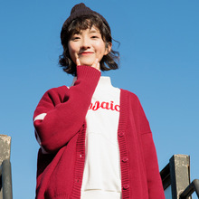 尔给慵懒风可爱毛衣女甜美开衫2018新款长袖宽松韩版学生粗毛线图片