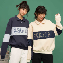 尔给早秋卫衣女潮2018新款女长袖韩版宽松polo领学院风套头秋装图片