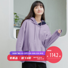 尔给字母印花蓝色套头卫衣加厚女秋冬新款韩版宽松连帽慵懒风上衣图片