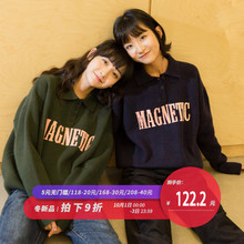 尔给POLO宝蓝色加厚宽松粗线毛衣女套头慵懒韩版学生2018新款秋冬图片