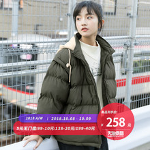 尔给小棉袄女短款2018新款韩版宽松学生冬季加厚时尚连帽棉服外套图片