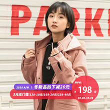 尔给港风嘻哈工装夹克外套女2018新款潮复古街头宽松韩版拉链连帽图片