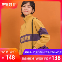 尔给宽松加绒嘻哈风拉链加厚外套女工装风外衣2018新款街头风女装图片