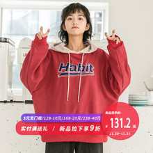 尔给加绒cec卫衣外套女冬2018新款oversize宽松韩版套头连帽加厚图片