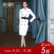 希区瑞普 高端女装 欧美复古OL气质双排扣风衣 外套春秋新款C0038图片