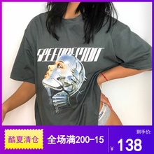 PROSPER 19SS潮牌字母空山基机械小众设计情侣男女潮印花宽松T恤