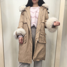 丹雷斯秋冬2018新款羽绒棉服女收腰显瘦中长款加绒加厚狐狸毛领图片