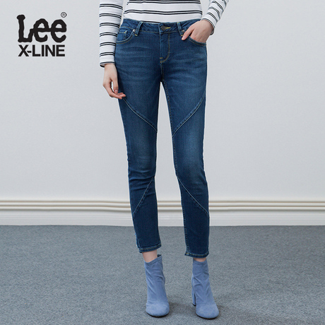 Lee女装 18春夏新品X-line拼接裤脚破洞牛仔裤LWN4181VJ8LA商品大图