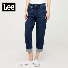 Lee女装 2018春夏新品101+毛边深蓝色牛仔裤LWZ4113AZ8GS图片