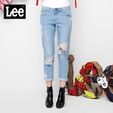 Lee女款 2018年秋季漫威系列蓝色破洞牛仔裤LWZ4013AZ9QS图片