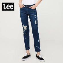 Lee女装2018春夏新品优形丹猫须宁蓝色牛仔裤LWZ401AP48CC图片