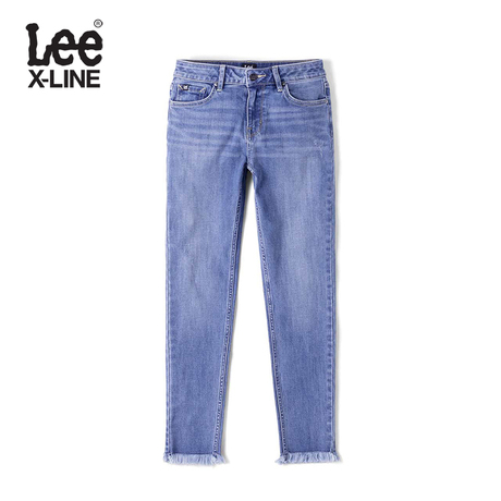 Lee女款 2018年秋季X-LINE蓝色磨白修身九分牛仔裤LWS4332MH8SK商品大图