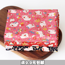 猪年新年新品烫金印花棉布可爱小金猪手工DIY服装纯棉布料包邮
