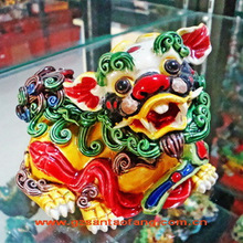陶瓷狮子摆件 风水装 民间手工艺品 饰品 玄关旺财 招财镇宅辟邪